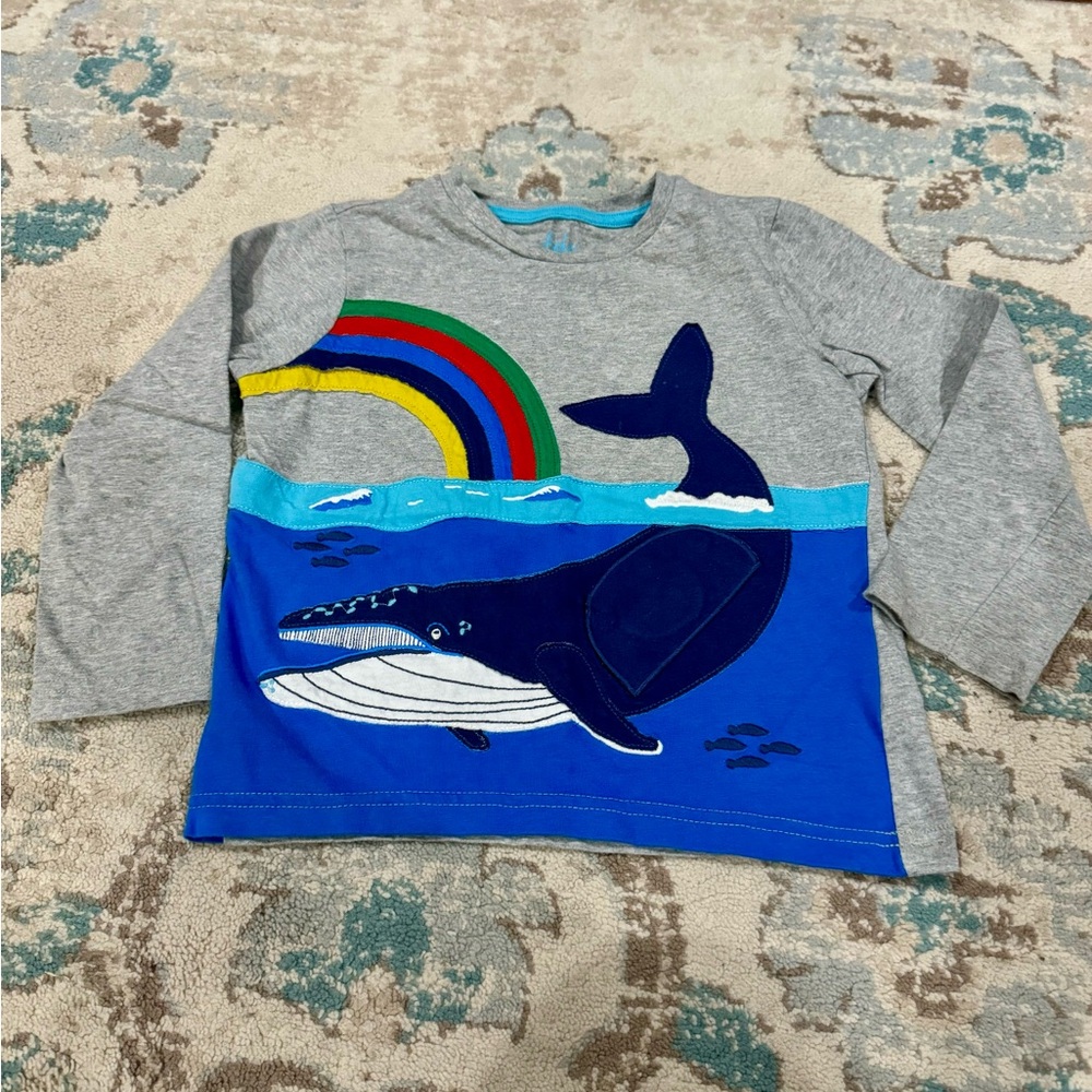 Mini Boden whale applique tee